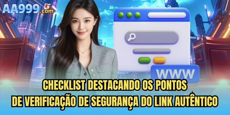 Checklist destacando os pontos de verificação de segurança do link autêntico