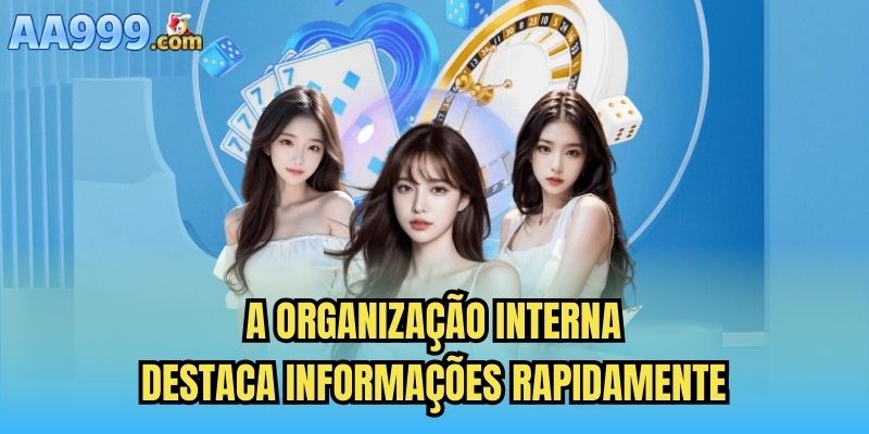 A organização interna destaca informações rapidamente